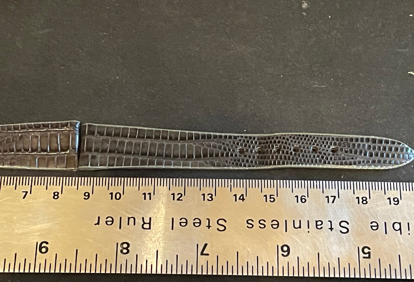 Vintage Hamilton 17mm Dark Grey Croc Texture / Leather Wrist Watch Strap