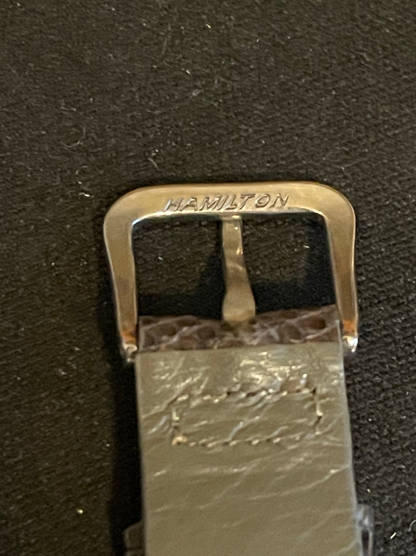 Vintage Hamilton 17mm Dark Grey Croc Texture / Leather Wrist Watch Strap