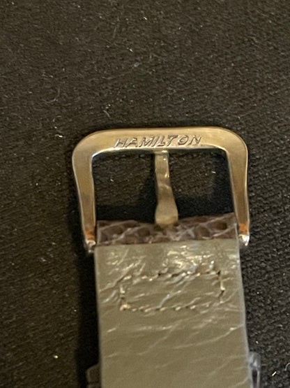 Vintage Hamilton 17mm Dark Grey Croc Texture / Leather Wrist Watch Strap