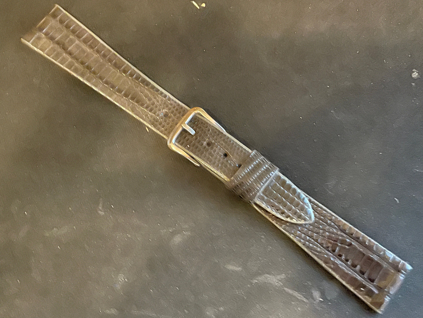 Vintage Hamilton 17mm Dark Grey Croc Texture / Leather Wrist Watch Strap