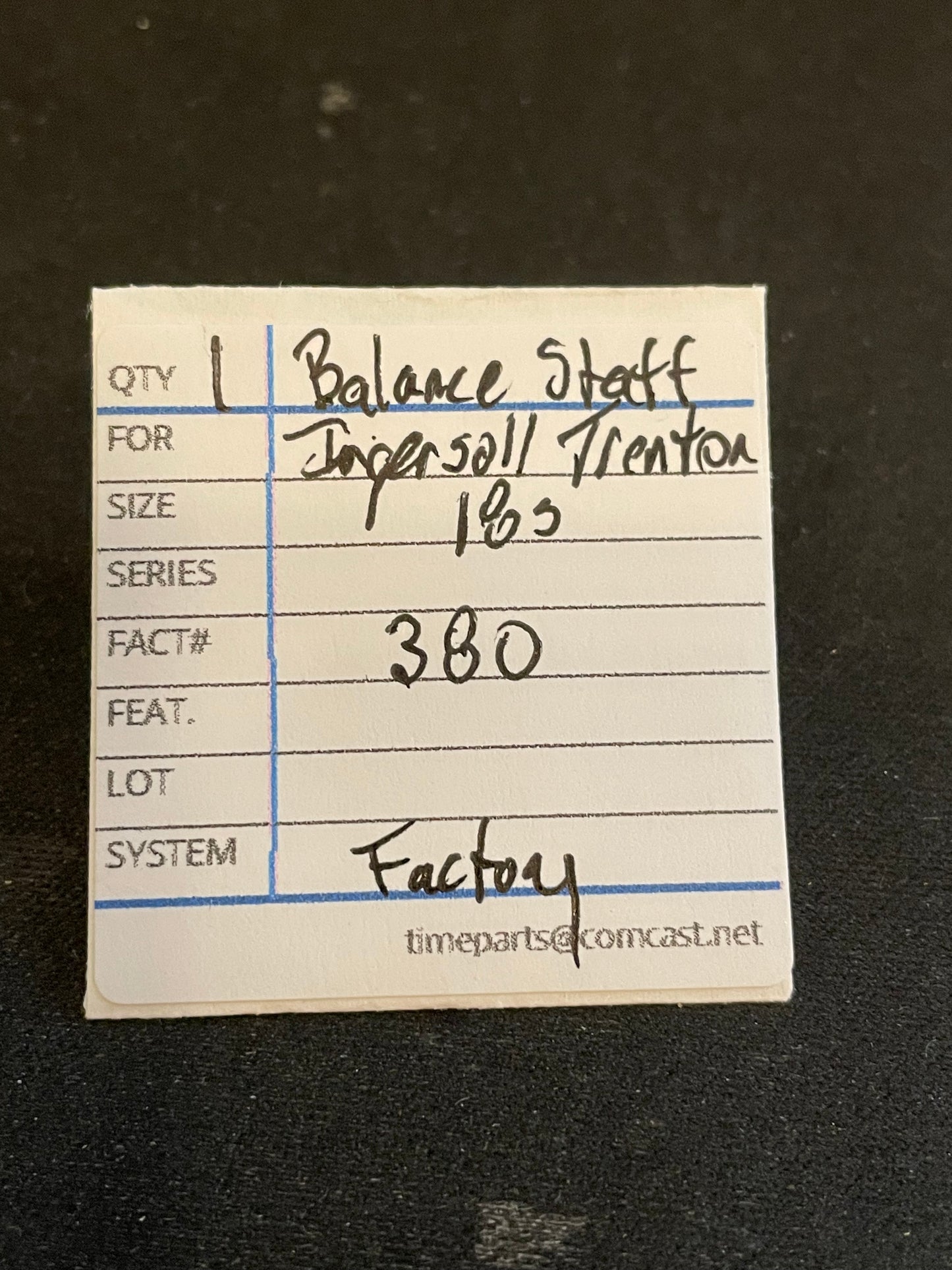 Ingersoll Trenton Factory Balance Staff for 18s Pocket Watch movements No. 380