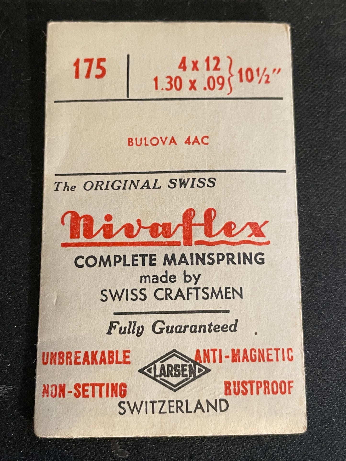 Nivaflex Unbreakable Mainspring #175 for Bulova 4AC - Alloy