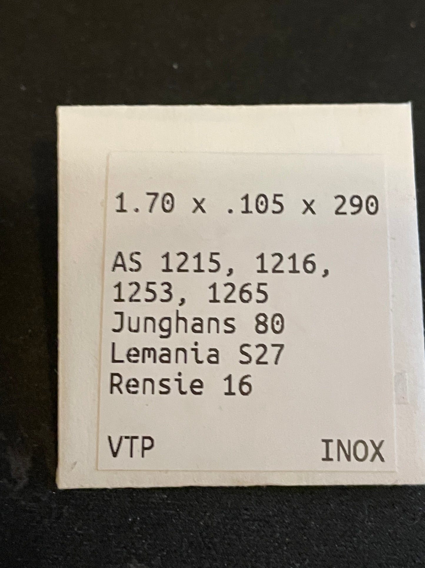 Alloy Mainspring for AS 1215, 1216, 1253, 1265, Lemania S27, Rensie 16, Jung 80