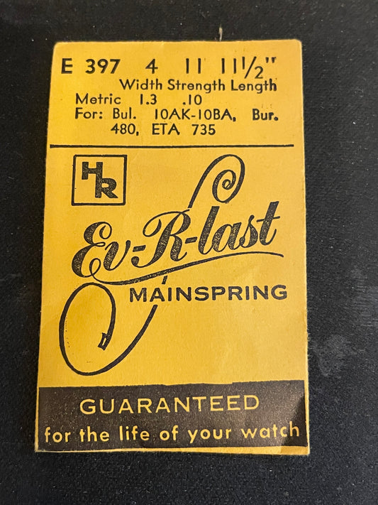 HR Mainspring E397 for Bulova 10AK, 10BA, Buren 480, ETA 735 - Steel