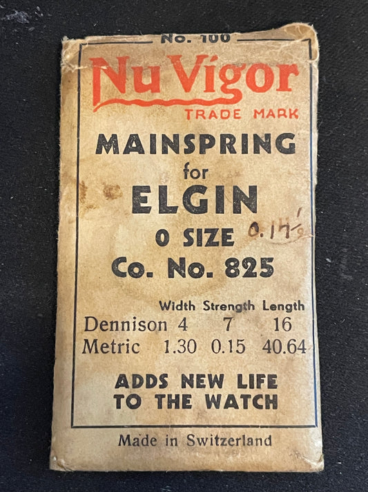 NuVigor Mainspring #100 for Elgin 0s No. 825 - Steel
