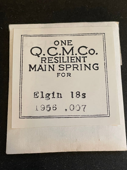 Q.C.M. Mainspring For Elgin 18s Factory No. 1956 - Steel