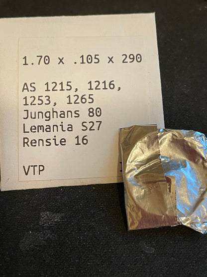 Alloy Mainspring for AS 1215, 1216, 1253, 1265, Lemania S27, Rensie 16, Jung 80