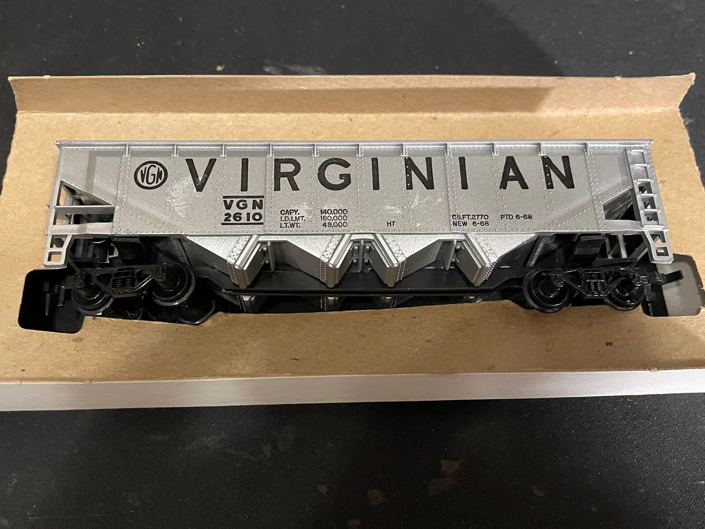 Tyco HO Scale Silver Hopper Car 2610 Virginian #344C in Box