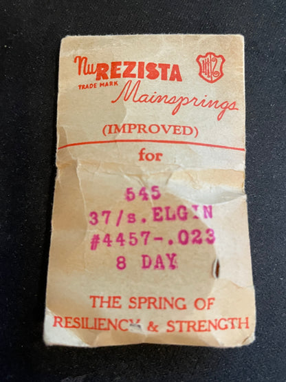 NuRezista Mainspring #545 for Elgin 37s No. 4457 - Steel