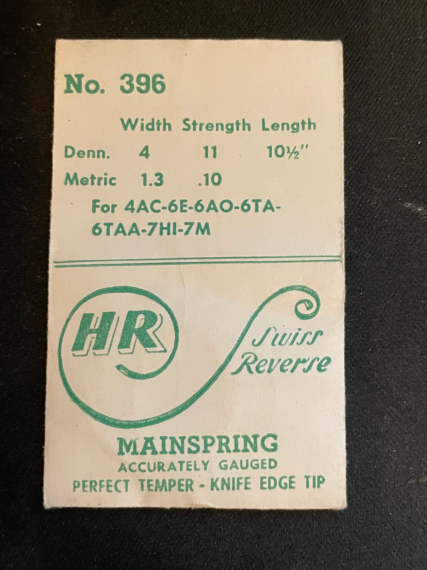 HR Mainspring No. 396 for Bulova 4AC, 6E, 6AO, 6TA, 6TAA, 7HI, 7M - Steel