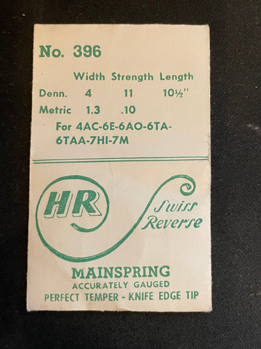 HR Mainspring No. 396 for Bulova 4AC, 6E, 6AO, 6TA, 6TAA, 7HI, 7M - Steel
