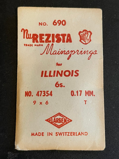NuRezista Mainspring #690 for 6s Illinois Factory No. 47354 - Steel