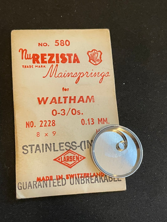 NuRezista Mainspring #580 for Waltham 0s & 3/0s Factory No. 2228 - Alloy