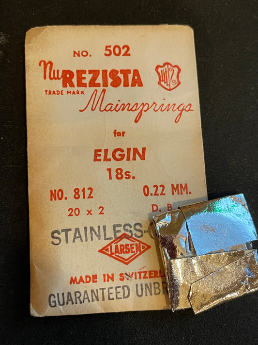 NuRezista Mainspring #502 for 18s Elgin Factory No. 812 - Alloy