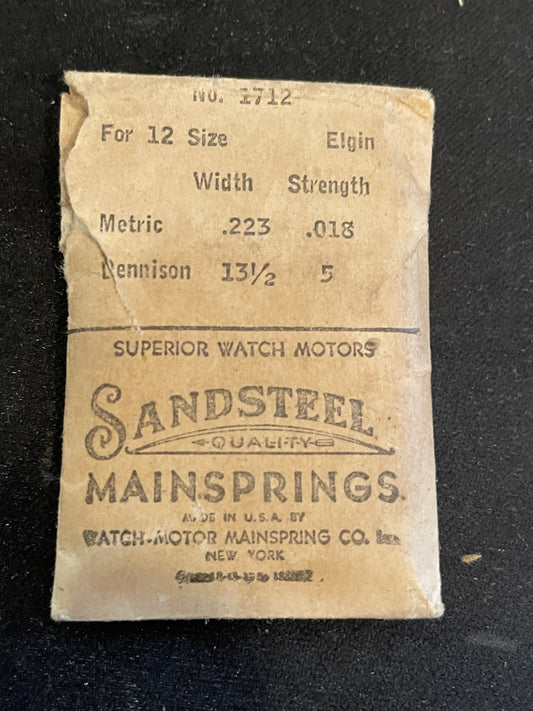 Sandsteel Mainspring for Elgin 12s No. 1712 - Steel