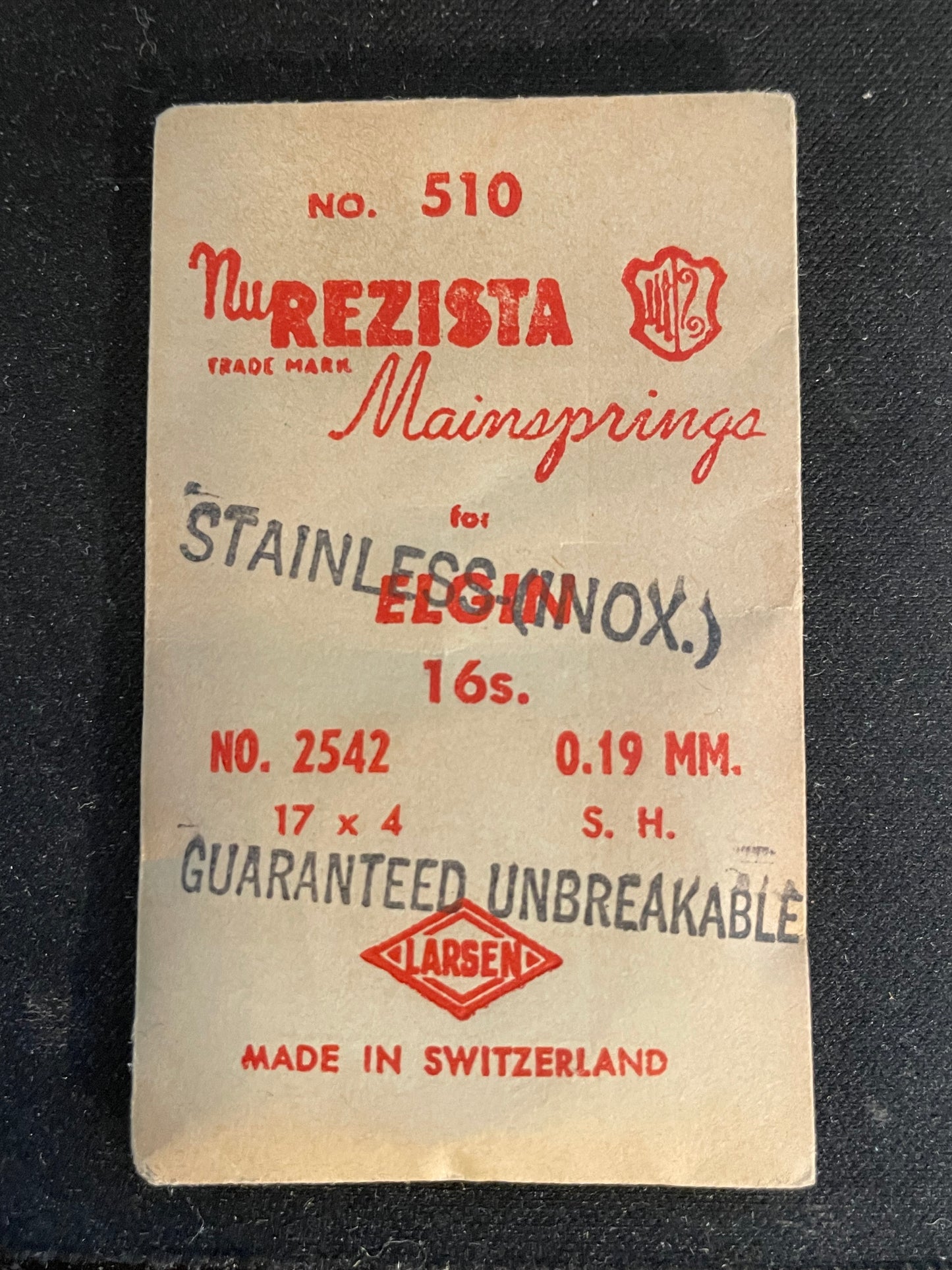 NuRezista Mainspring #510 for 16s Elgin No. 2542 - Alloy