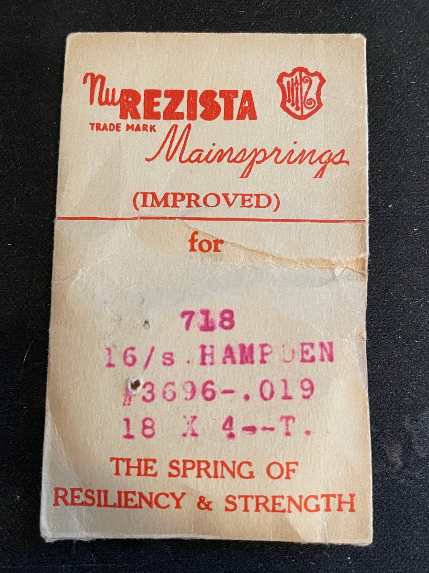 NuREZISTA Mainspring #718 for Hampden 16s Factory No. 3696 - Steel