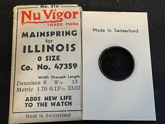 NuVigor Mainspring #318 for Illinois 0s movements No. 47359 - Steel