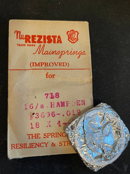 NuREZISTA Mainspring #718 for Hampden 16s Factory No. 3696 - Steel
