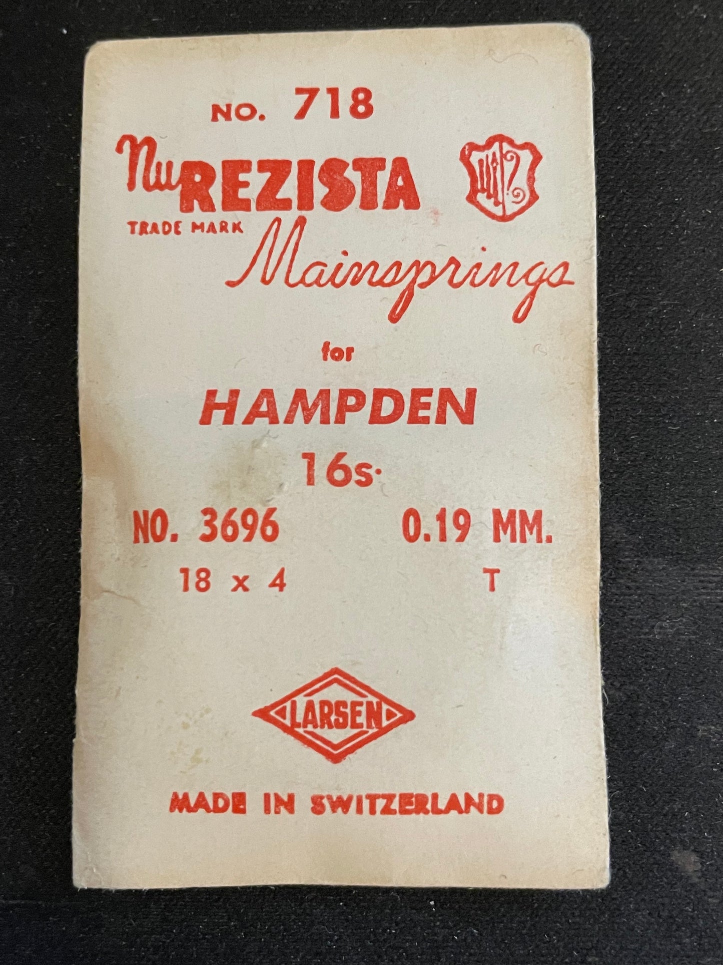 NuREZISTA Mainspring #718 for Hampden 16s Factory No. 3696 - Steel