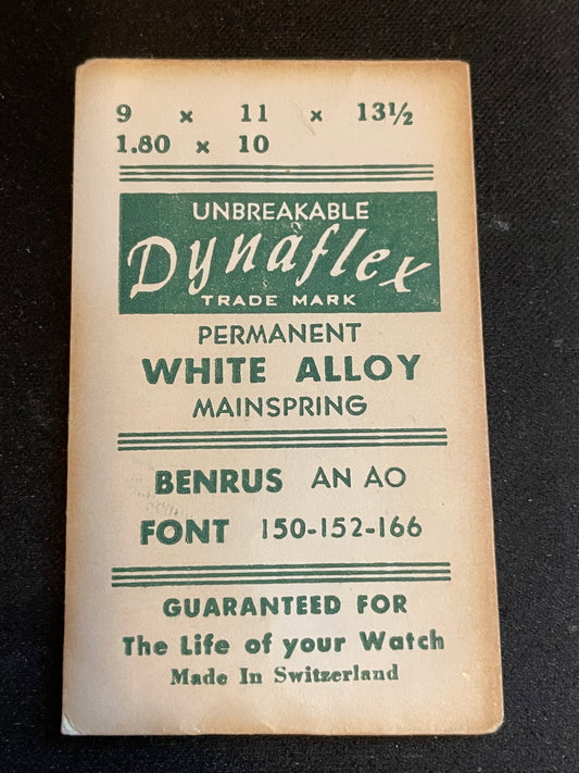 Dynaflex Mainspring for Benrus AN & AO & Font 150, 152, 166 - Alloy