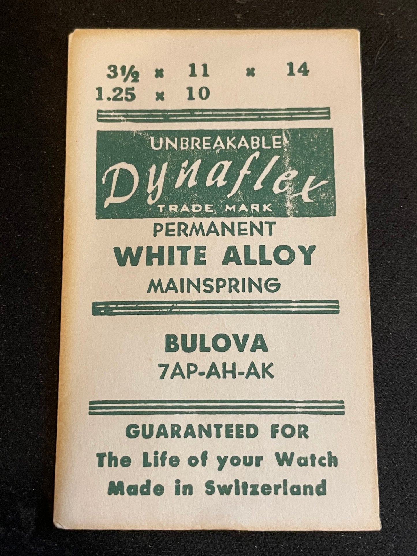 Dynaflex Unbreakable Mainspring for Bulova 7AH, 7AK, 7AP - Alloy