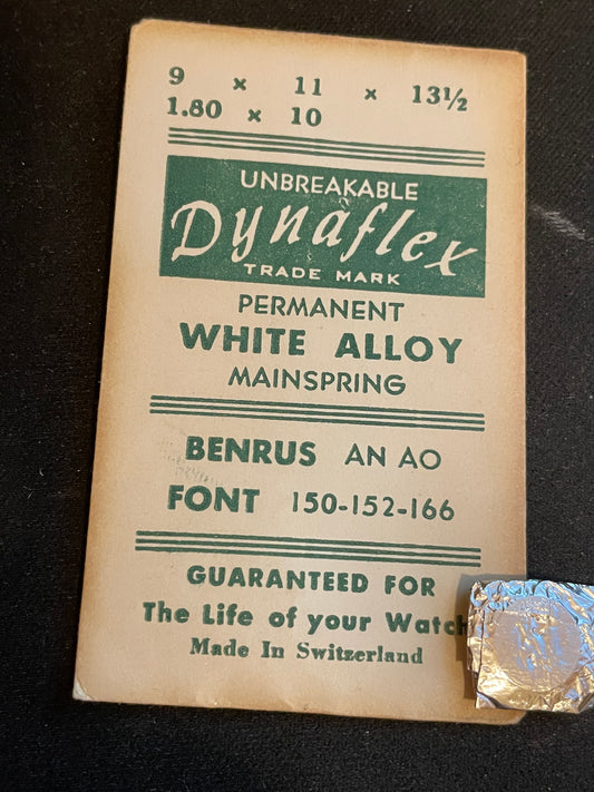 Dynaflex Mainspring for Benrus AN & AO & Font 150, 152, 166 - Alloy