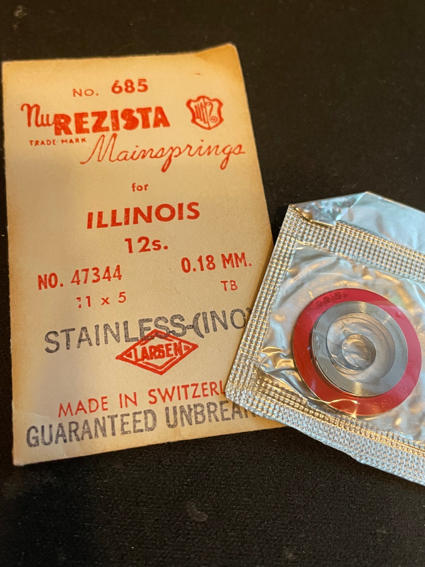 NuRezista Mainspring #685 for 12s Illinois Factory No. 47344 - Alloy