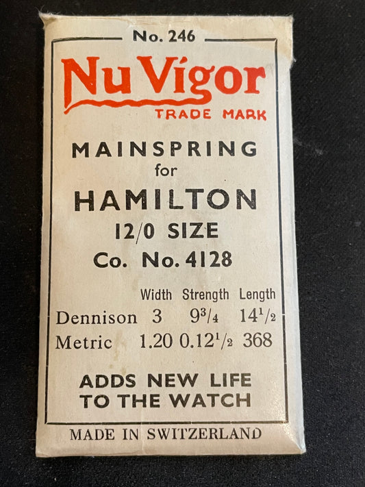 NuVigor Mainspring #246 for 12/0 Hamilton Factory No. 4128 - Steel