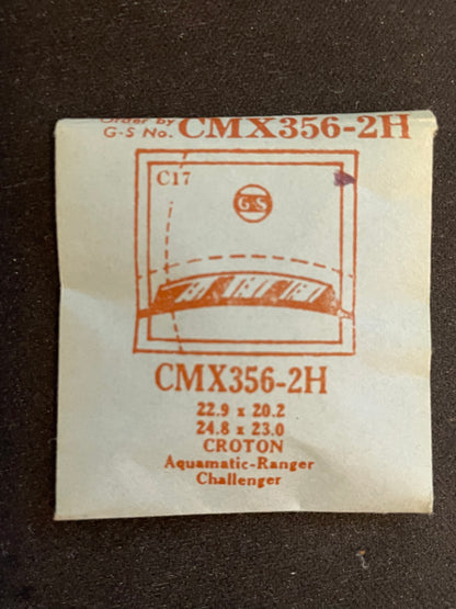 GS CMX356-2H Fancy Wrist Watch Crystal for CROTON Auqamatic - Ranger, Challenger - 22.9 x 20.0 mm - New