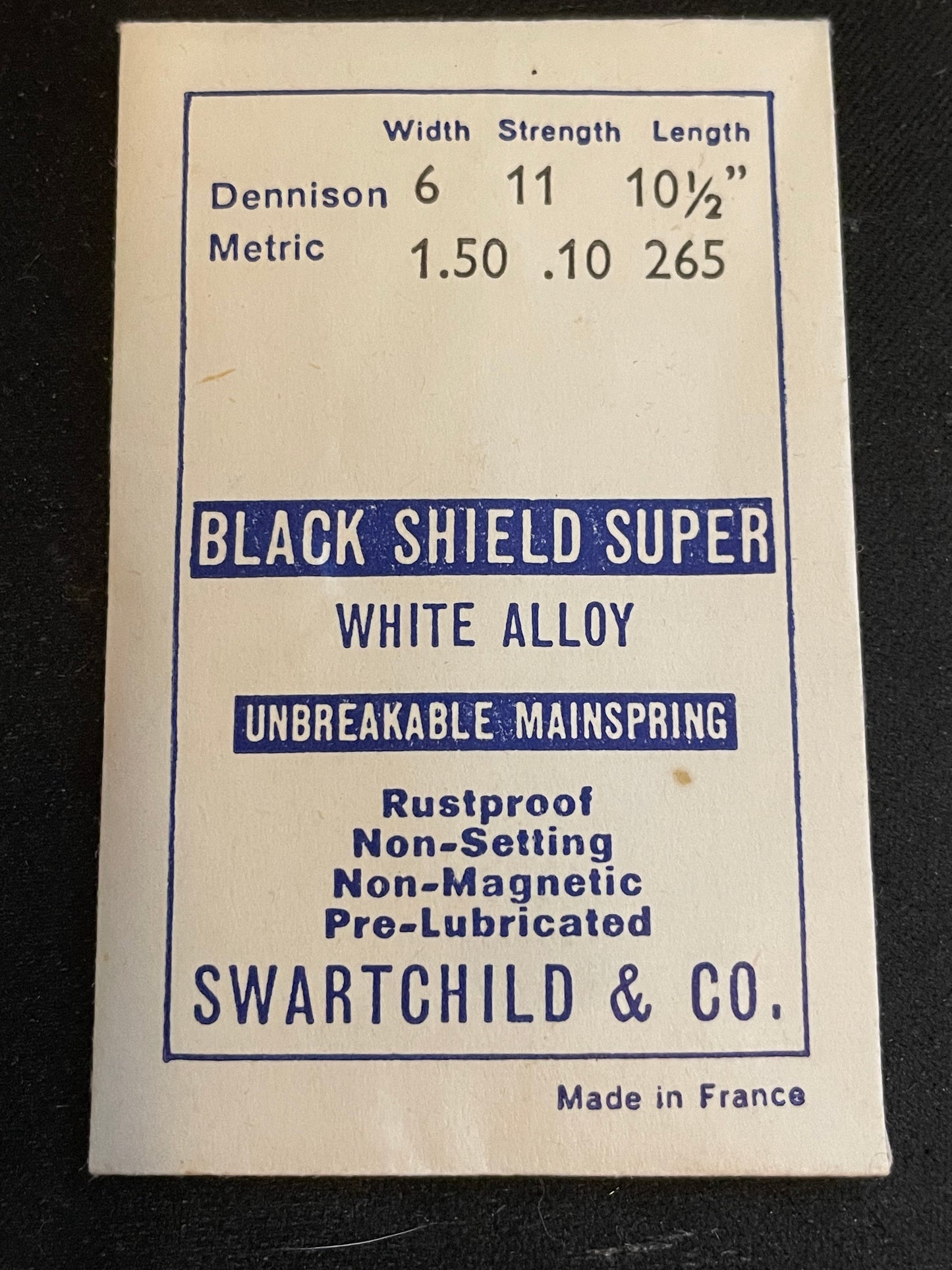 Swartchild Black Shield SUPER Mainspring for Felsa 330P, 331, 332, 334, 340, 345, 347 - Alloy