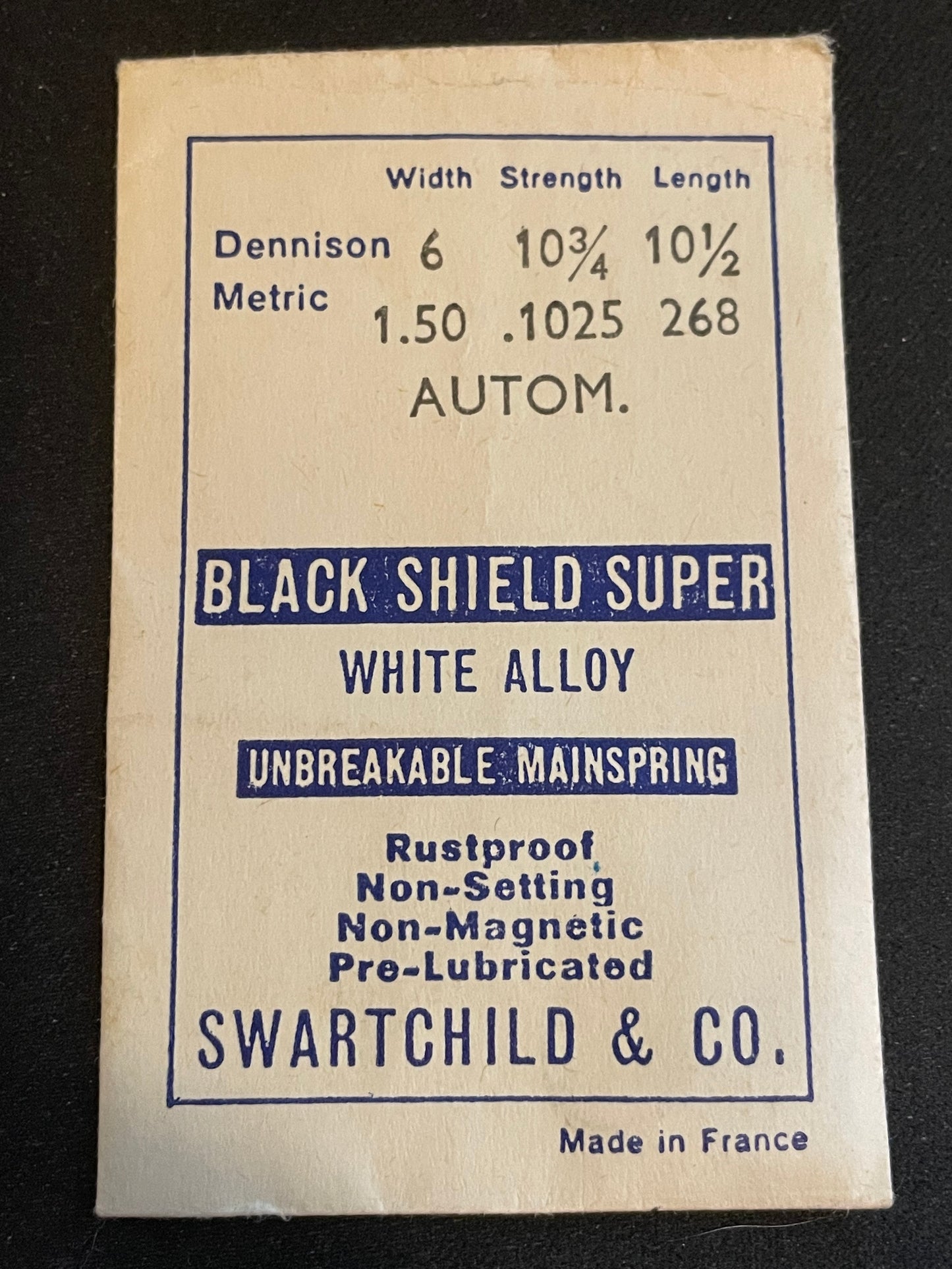 Swartchild Black Shield SUPER Mainspring for Kasper 1000, 1050 automatic - Alloy