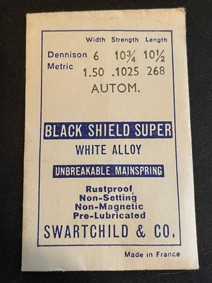 Swartchild Black Shield SUPER Mainspring for Kasper 1000, 1050 automatic - Alloy