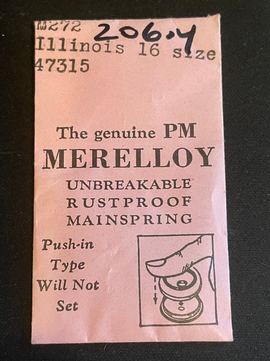 PM Merelloy Mainspring M272 for 16s Illinois 47315 - Alloy