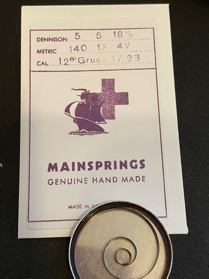 Imported SWISS Mainspring for 17 ligne Gruen Pocket Watch - Steel