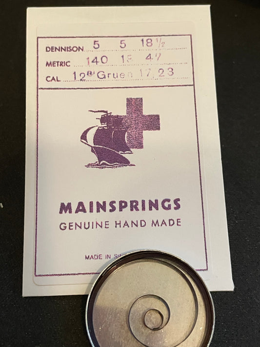 Imported SWISS Mainspring for 17 ligne Gruen Pocket Watch - Steel