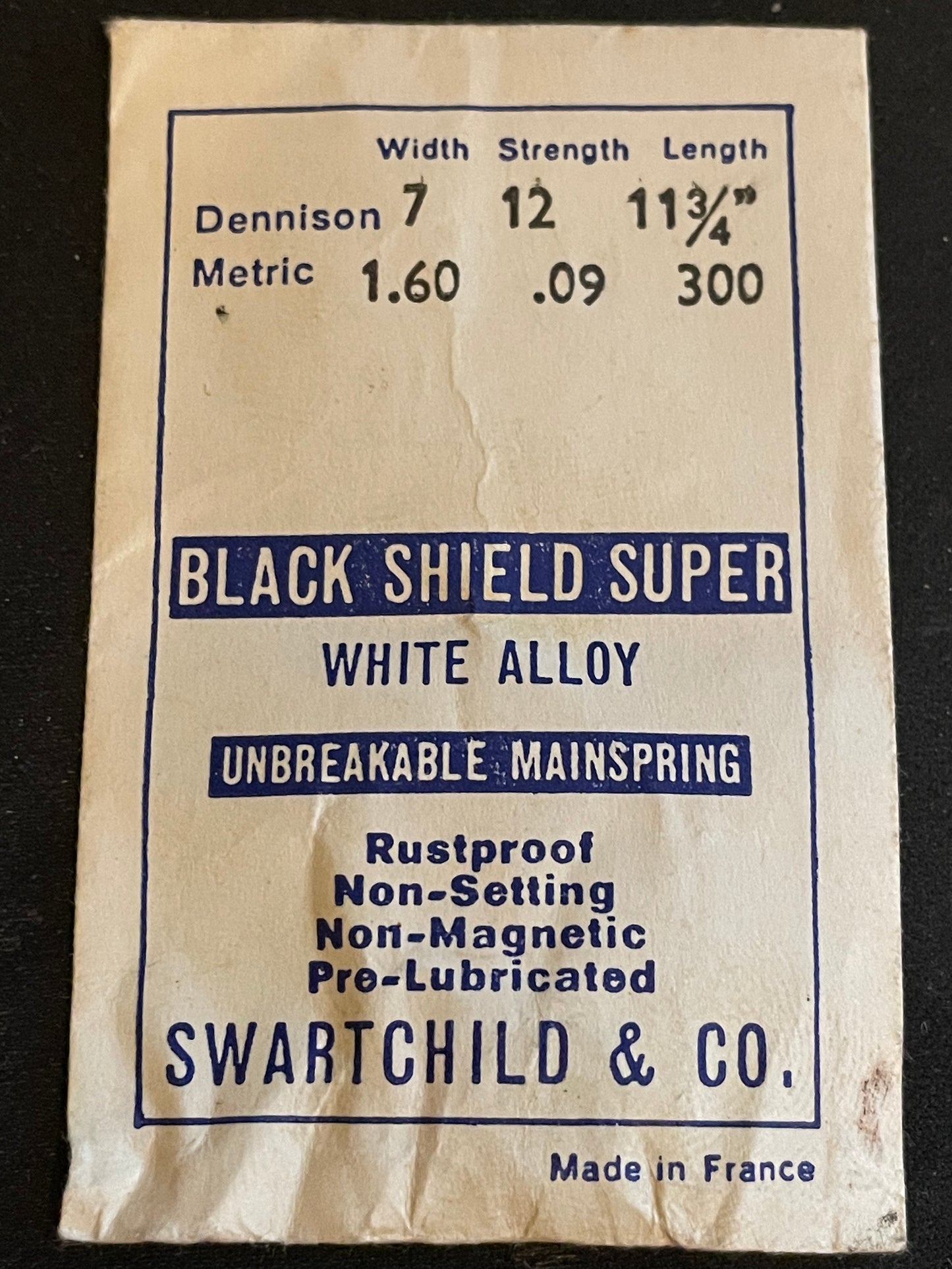Swartchild Black Shield SUPER Mainspring for Durowe 5, 11, 14, 16, 25, 44 - Alloy