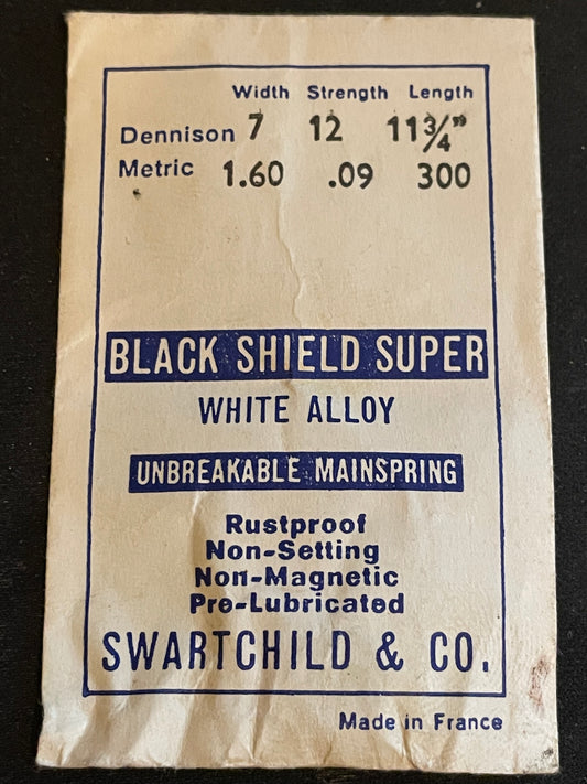 Swartchild Black Shield SUPER Mainspring for Durowe 5, 11, 14, 16, 25, 44 - Alloy