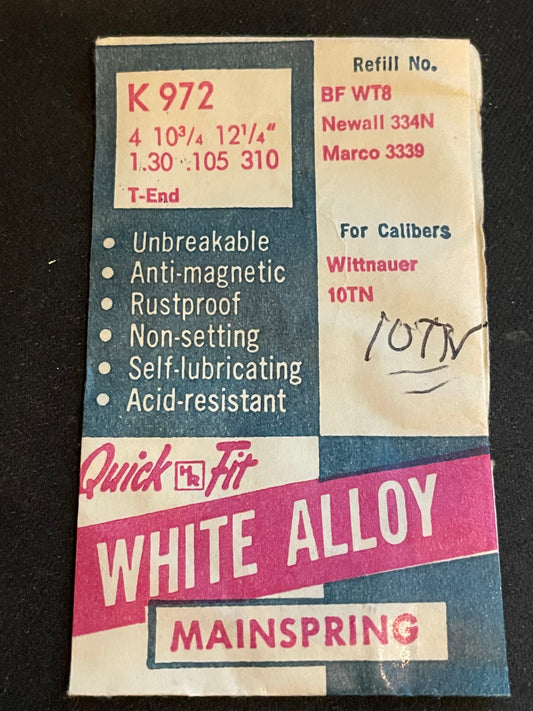 HR Quick Fit Mainspring K972 for Wittnauer 10TN - Alloy