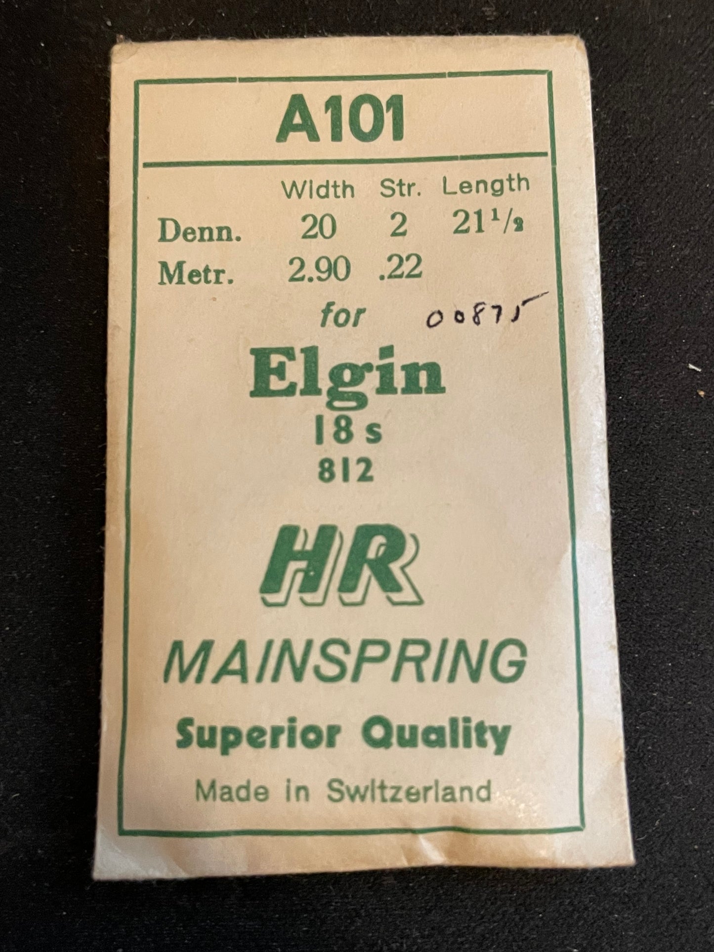 HR Mainspring A101 for 18s Elgin No. 812 - Steel