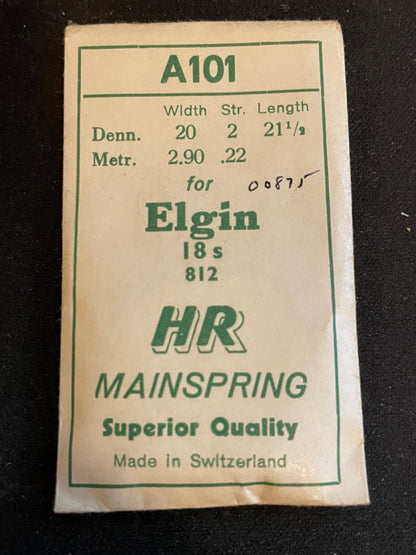 HR Mainspring A101 for 18s Elgin No. 812 - Steel