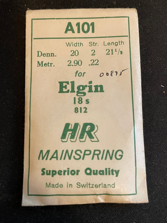 HR Mainspring A101 for 18s Elgin No. 812 - Steel