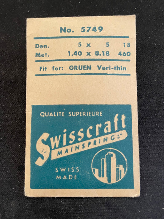 Swisscraft Mainspring #5749 for Gruen V7 Veri-Thin - Steel