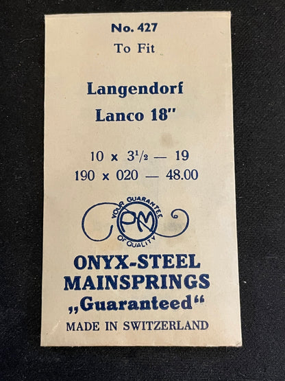 PM Mainspring No. 427 for 18 / 19 ligne Langendorf caliber 1901 - ONYX Steel