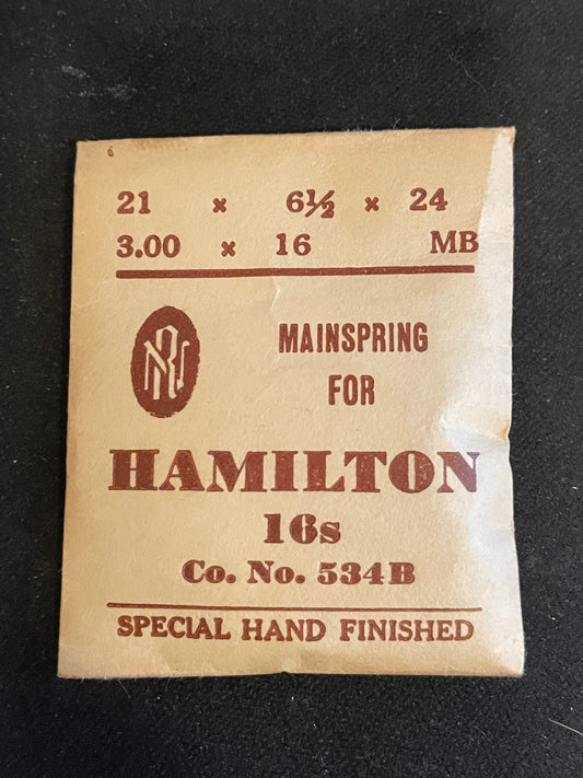 RN Mainspring for Hamilton 16s No. 534B - Steel