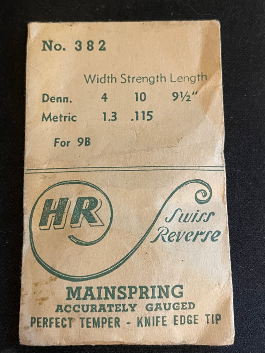 HR Mainspring No. 382 for Bulova 9B, AS 345 - Steel