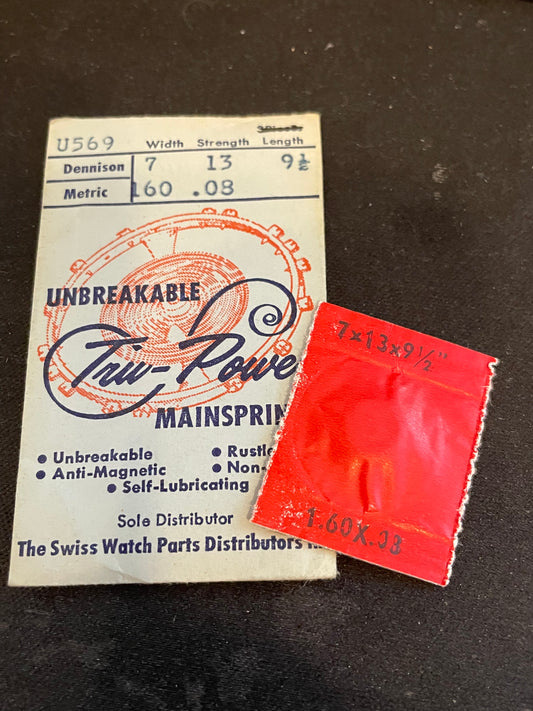 Tru-Power Mainspring U569 for Rolex 374, Tudor 375, Elgin 748 - Alloy