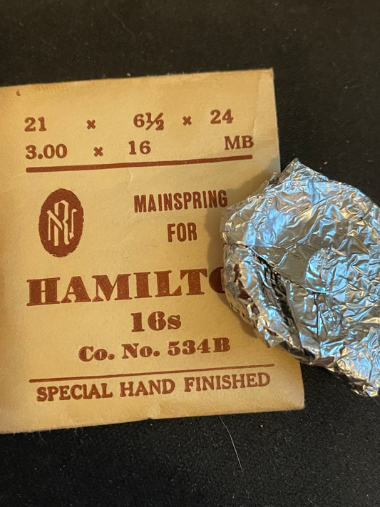 RN Mainspring for Hamilton 16s No. 534B - Steel
