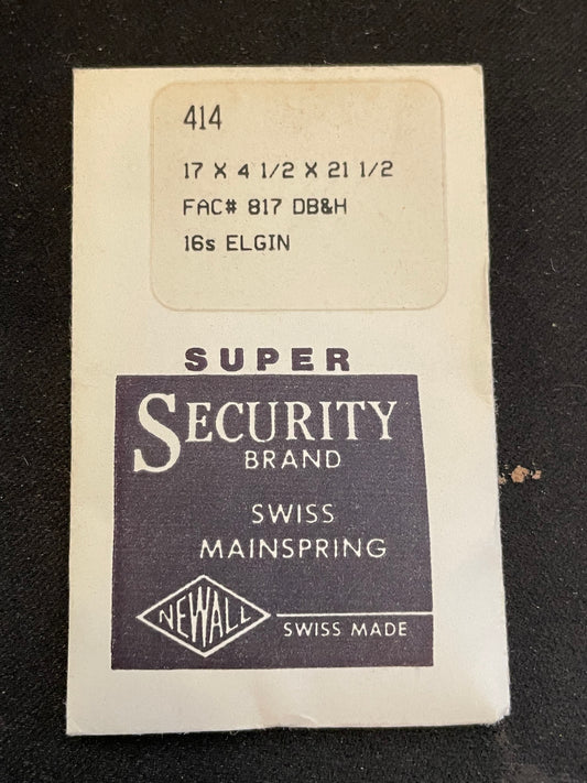 Newall SUPER Mainspring #414 for 16s Elgin No. 817 - Alloy