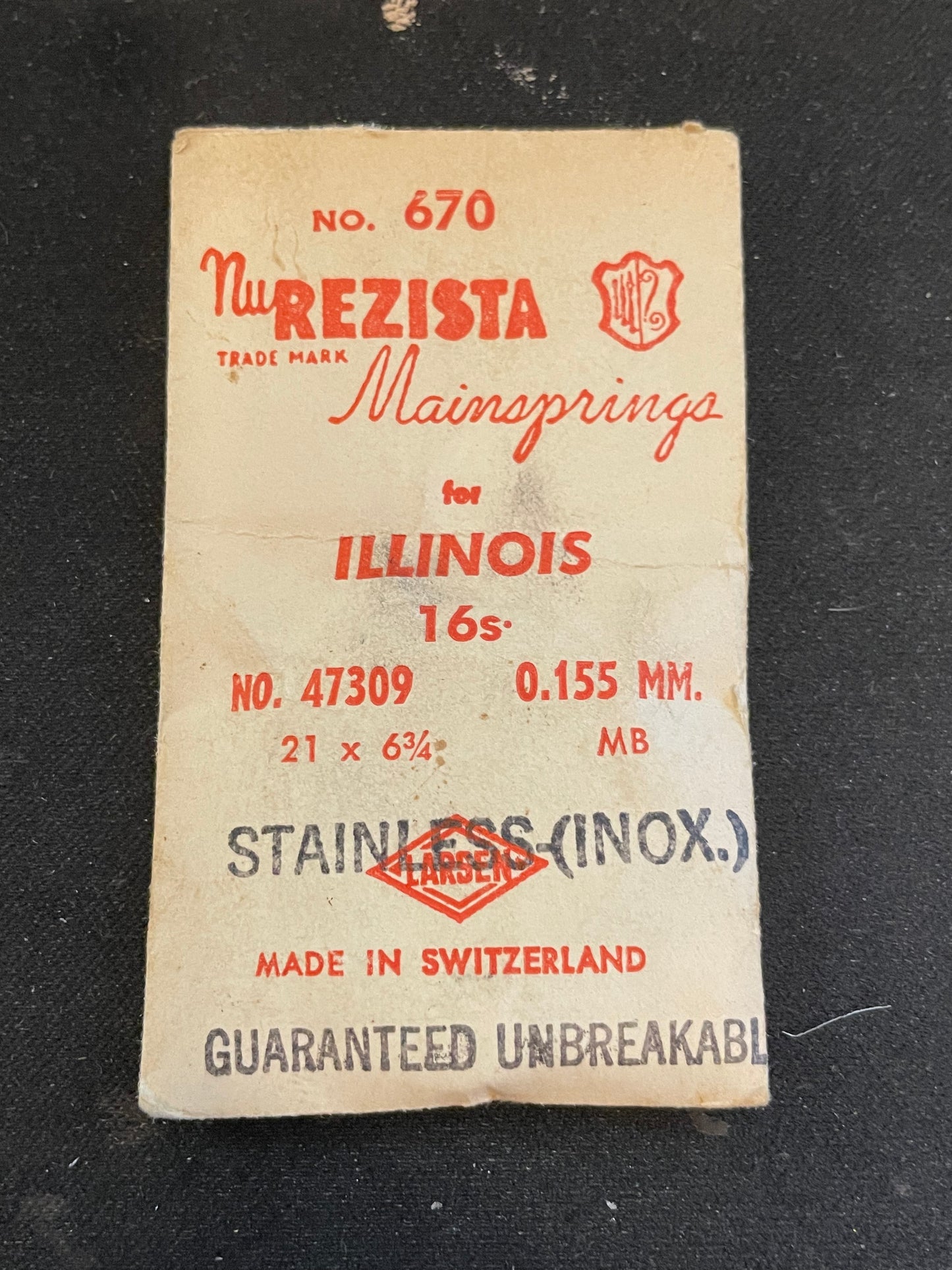 NuREZISTA Mainspring #670 for Illinois 16s Factory No. 47309 for 60hr - Alloy